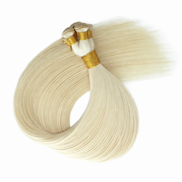 

Best quality straight blonde virgin human hair hand tied weft hair extension