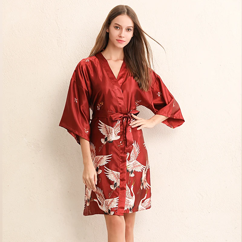 

Silk Bridesmaid Dress Wedding Bridal Morning Gown Women's Bathrobe