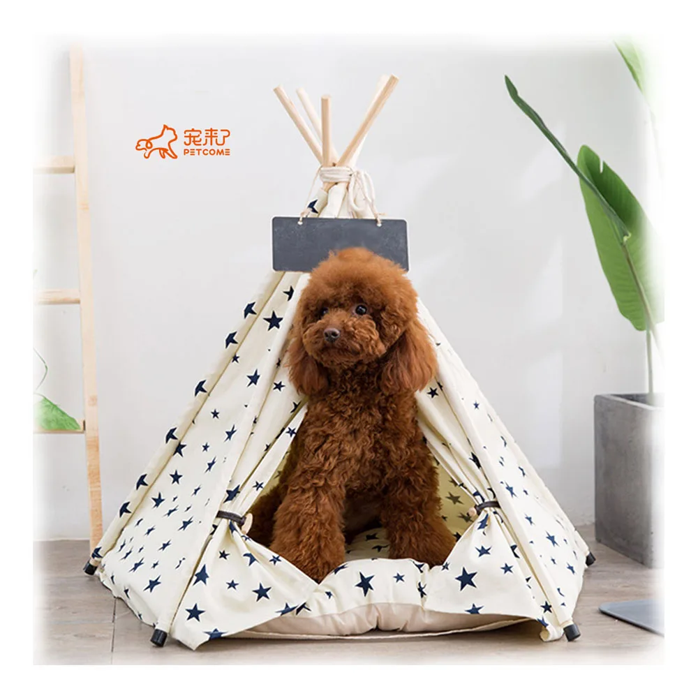 

PETCOME Manufacturers Direct Sale Pine Wood Windproof Luxury Dog Bed Cat Pet Play Tent, White