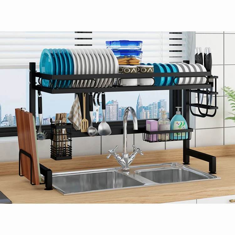 

Newest High Quality Single Layer Dish And Plate Drying Drain Rack Kitchen Organizer Holder, Black