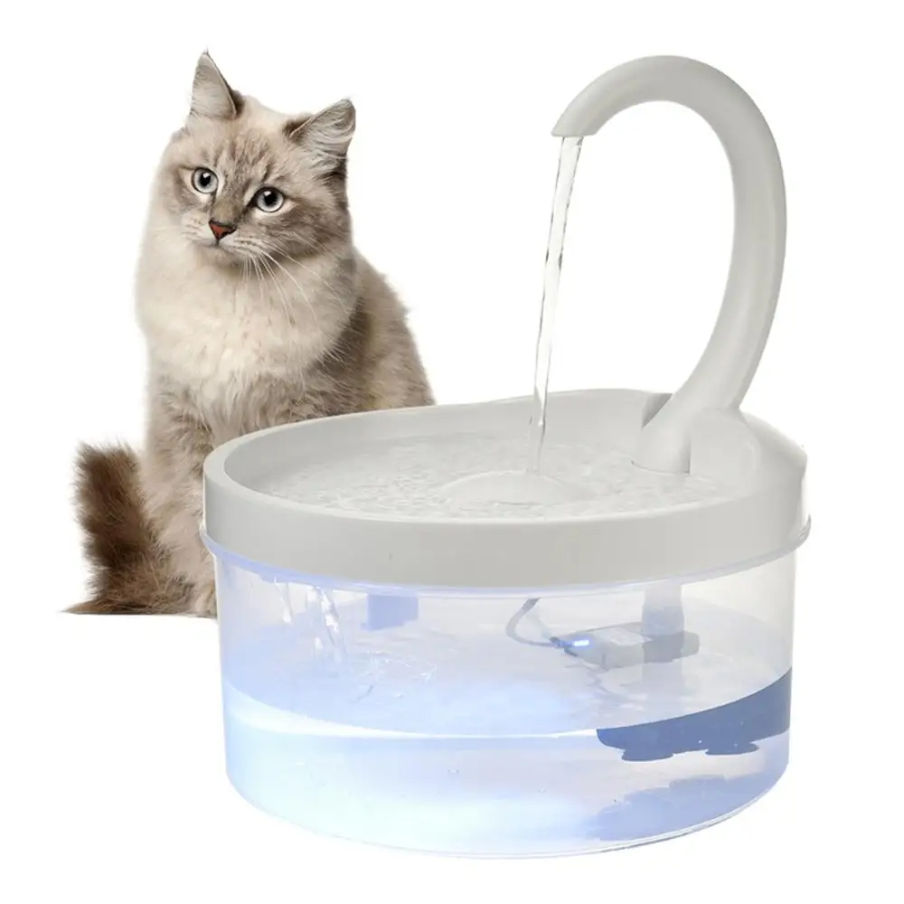 

2L Cat Water USB Automatic Dog With LED Light Drinker Feeder Pet Drinking Fountain Dispenser, Transparent + white + blue light