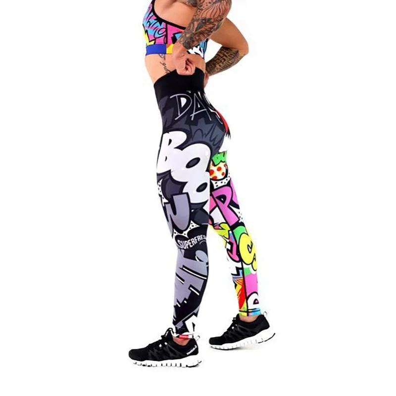 

2021 Fashion Workout Digital Printing Colorful Gym Comics Leggings Women