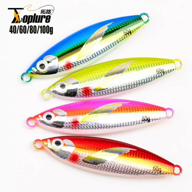 

TOPLURE Factory 40g 60g 80g 100g Slow Pitch Jig Metal Fishing Lure Ashore and Deep Sea Boat Japan Fish Jig Lure Luminous Glow