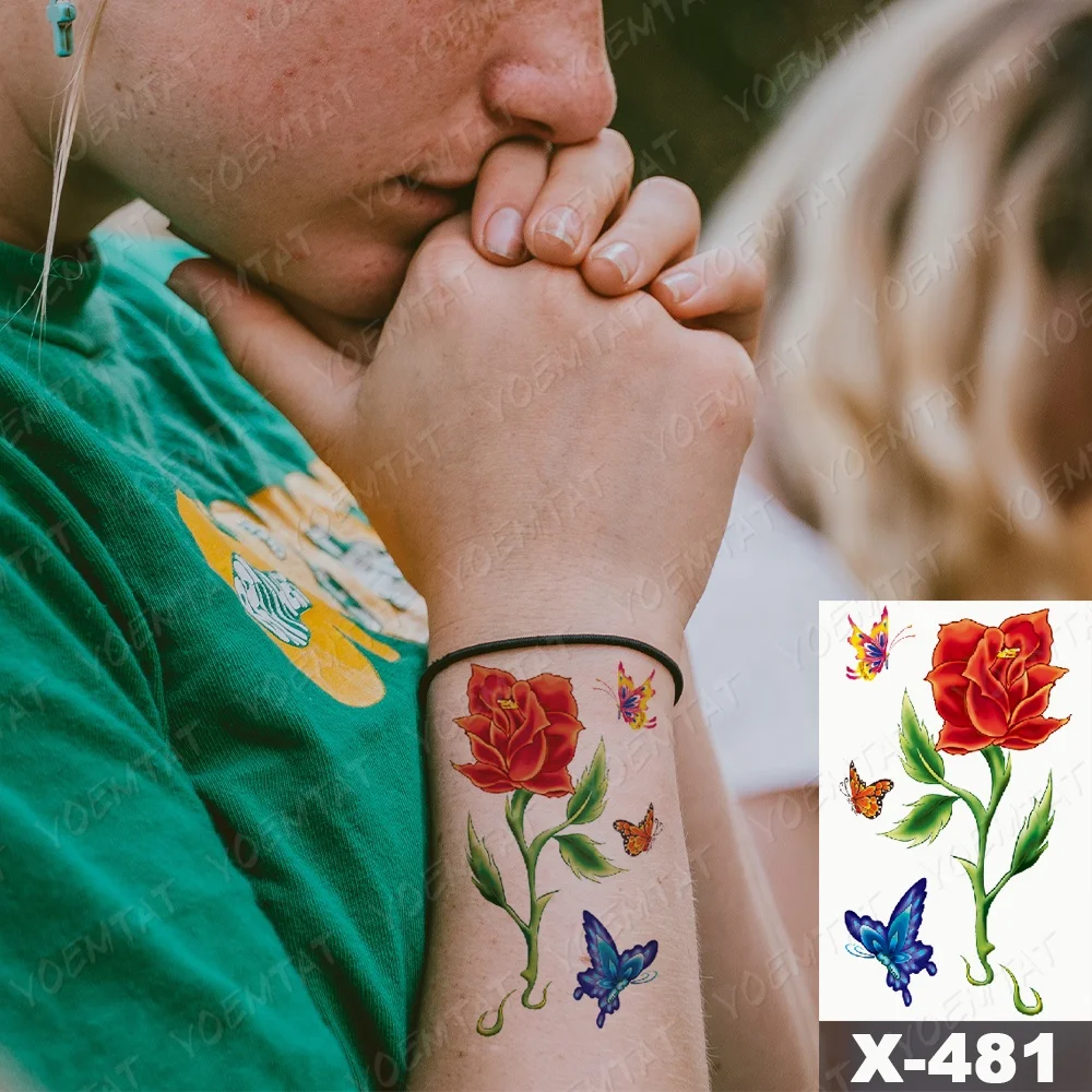 

High quality colourful flower artificial wilderly bride tattoo sticker, Cmyk