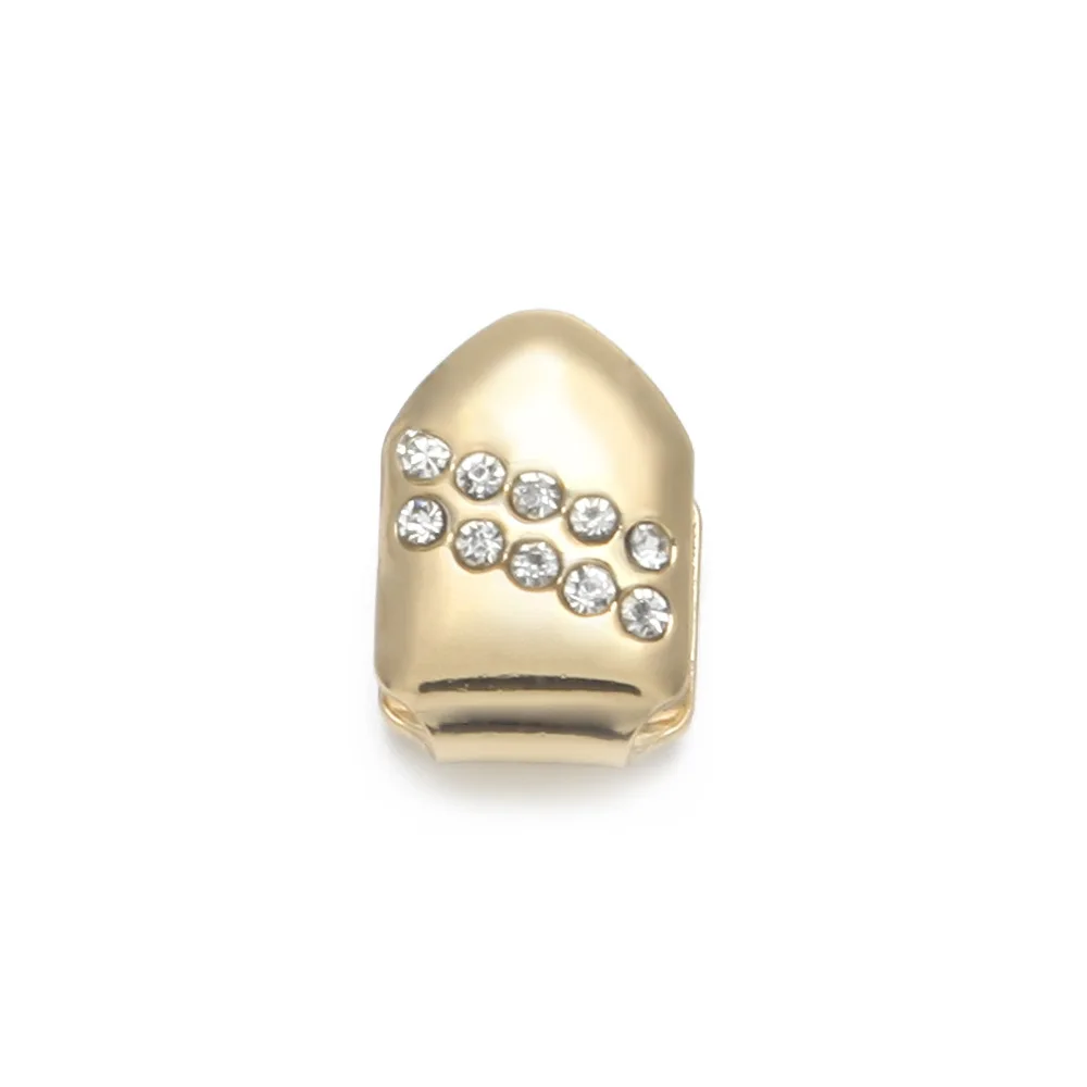 

Small Single Tooth Cover Cap Grillz Hiphop Diamonds Pasted Gold Plated Dental Teeth Canine Grillz Dientes De Oro