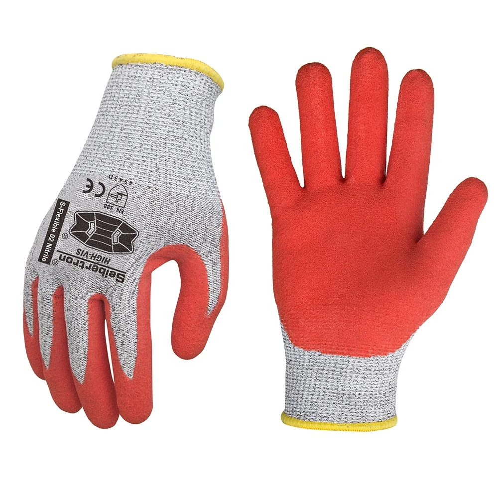 
Seibertron S Flexible 02 13G HPPE Liner Nitrile Dip Palm Coating Anti Cut Level 5 Resistant Safety Work Gloves PPE Hand Glove 