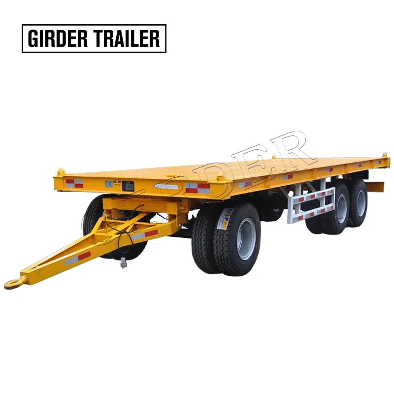

China trailer manufacturer 2 axles full body trailer parts cargo transport 20 foot flat bed drawbar trailer with air suspension, According to customer requirement