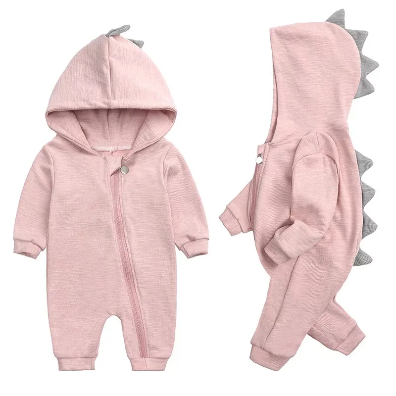 

KTFS Australia US INS Newborn Dinosaur Jumpsuits Zipper Bodysuits Autumn Long Sleeve Baby Hoodies Romper Autumn, Beige blue stripes brown