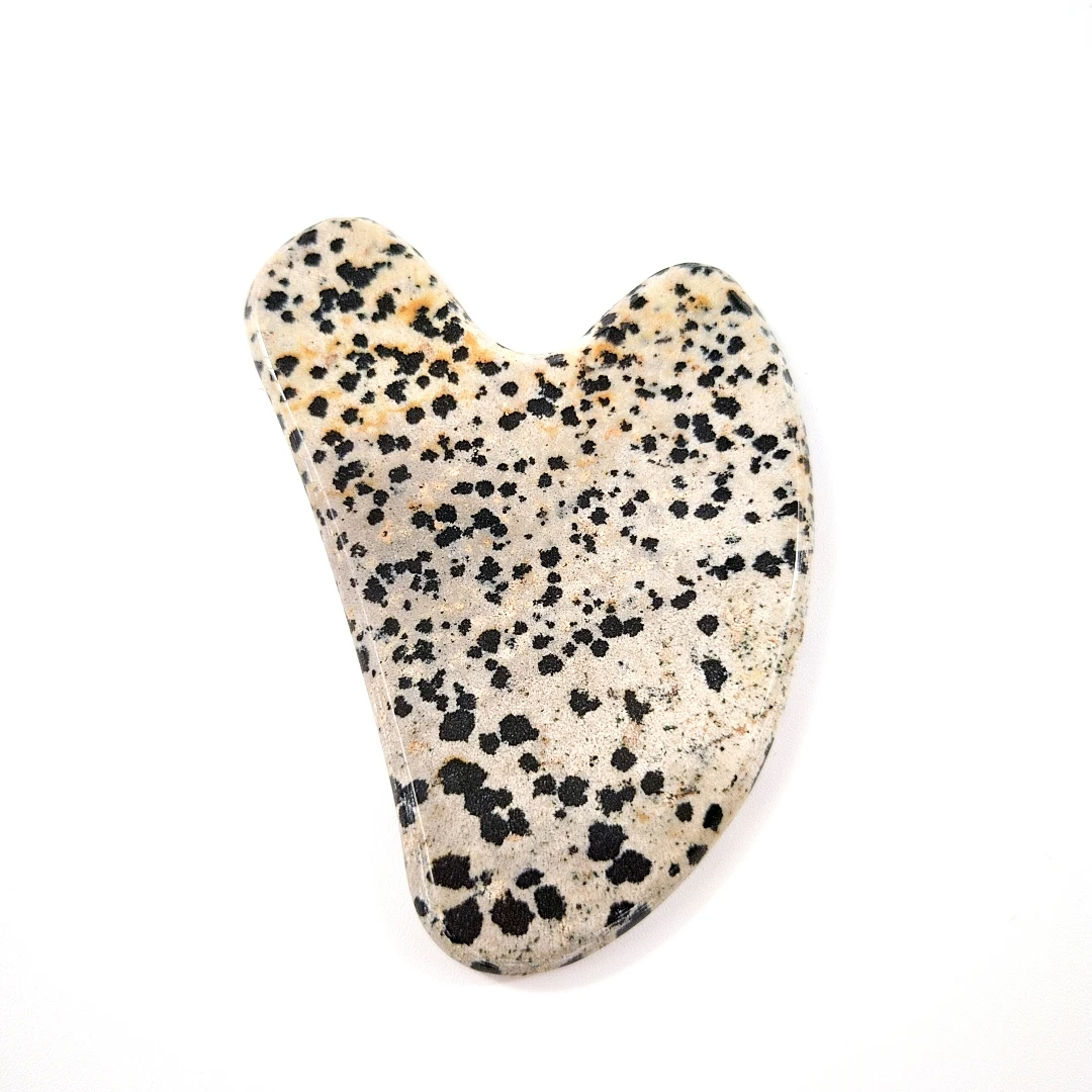 

New Arrival heart dalmatian Jasper genuine Stone facial Massage Natural gua sha