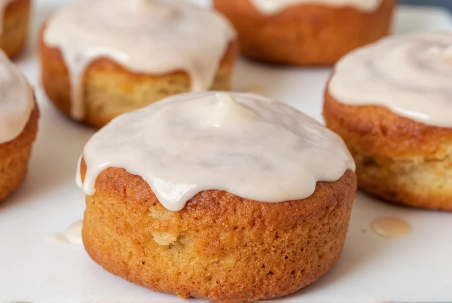 Close-up of perfectly swirled cinnamon roll with smooth cream cheese frosting dripping down the sides
