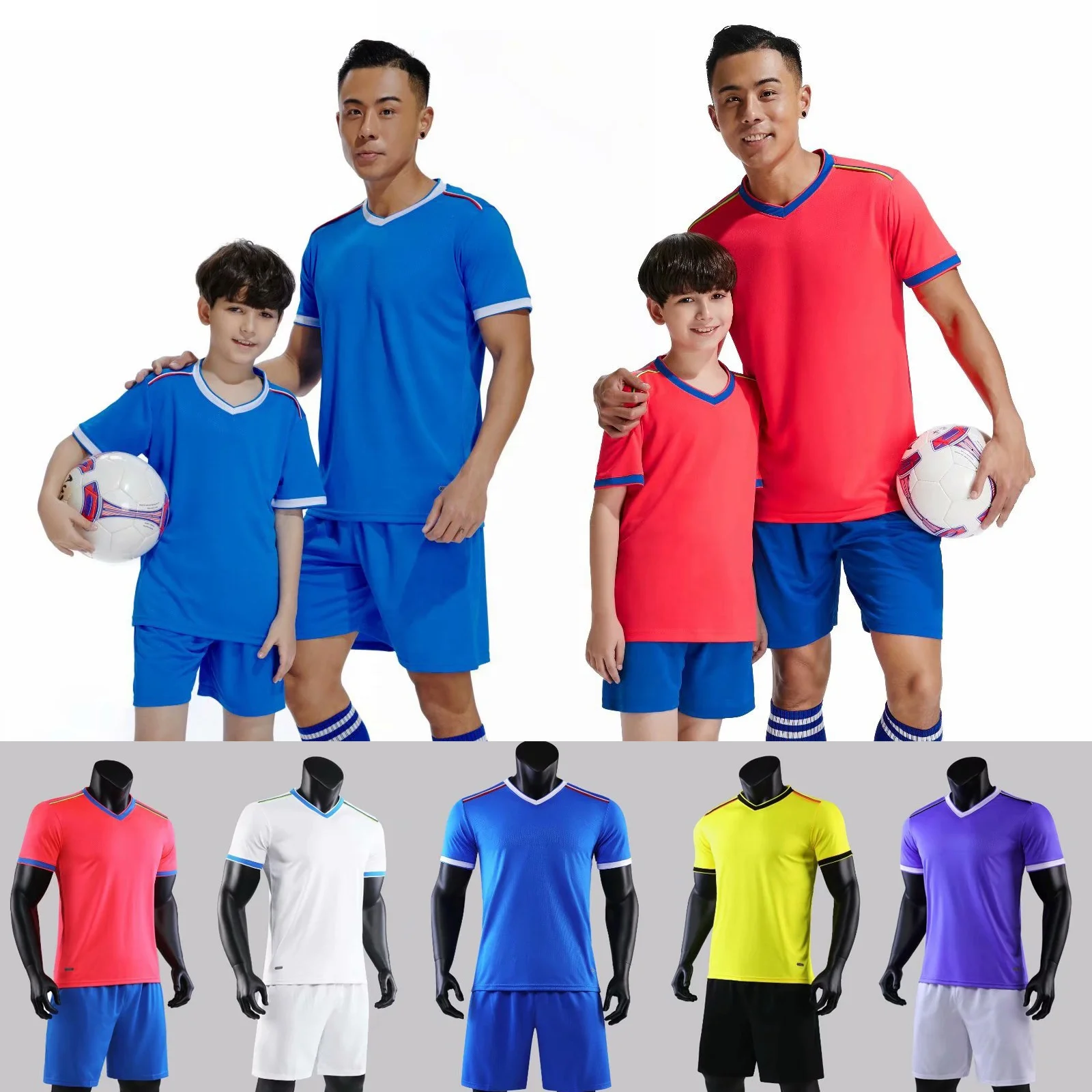 

2021 Factory custom printed made soccer football uniforms custom latest polyester soccer jersey set