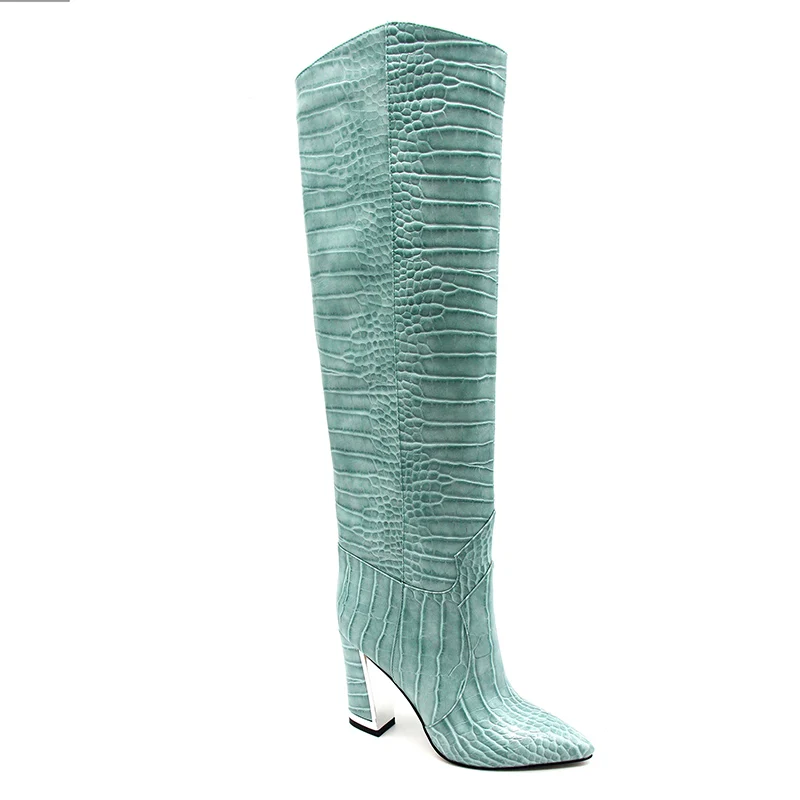 
Leather Women Shoes High Heel Boots High Fashion Animal Print Heels Sexy Thigh High Boots Heels 