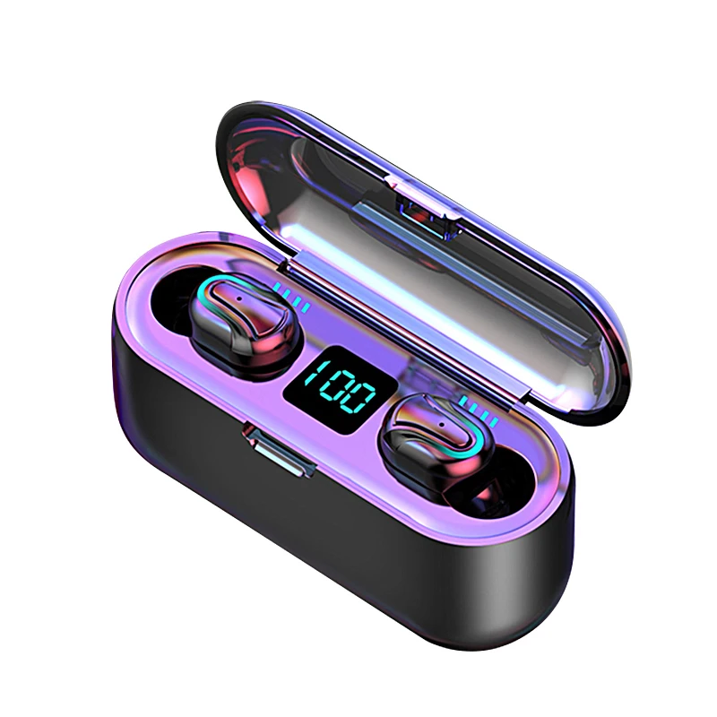 

Q32-1 5.0 tws earphones HD stereo noise cancelling wireless earbuds waterproof headphones with LED power display, Black/white
