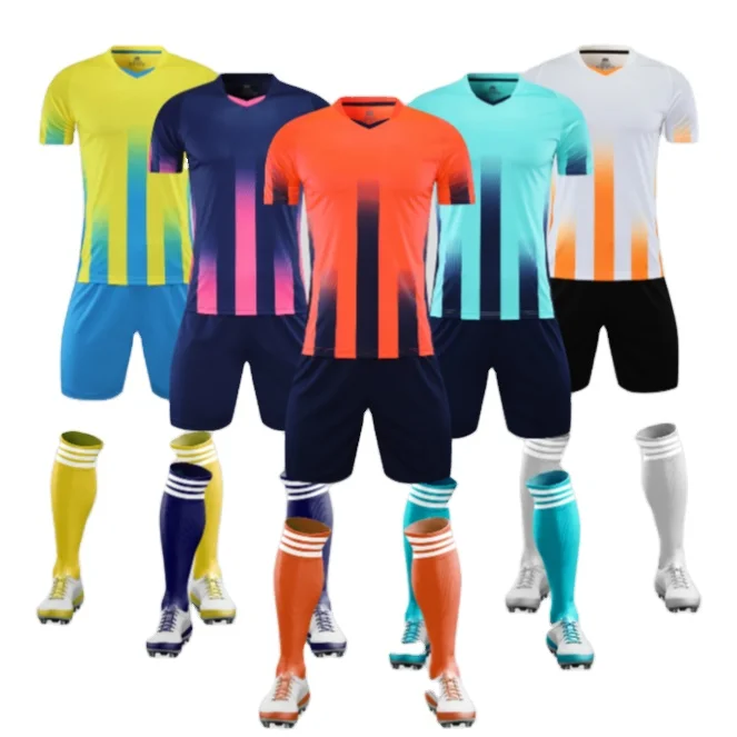 

The factory wholesale custom 2021 new adult children sports football suit, White,light blue,navy,yellow,orange