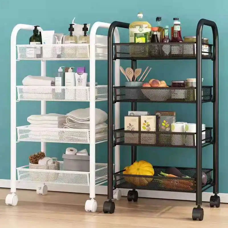 

Stainless Steel Rolling Storage Organizer vegetables trolley for kitchen