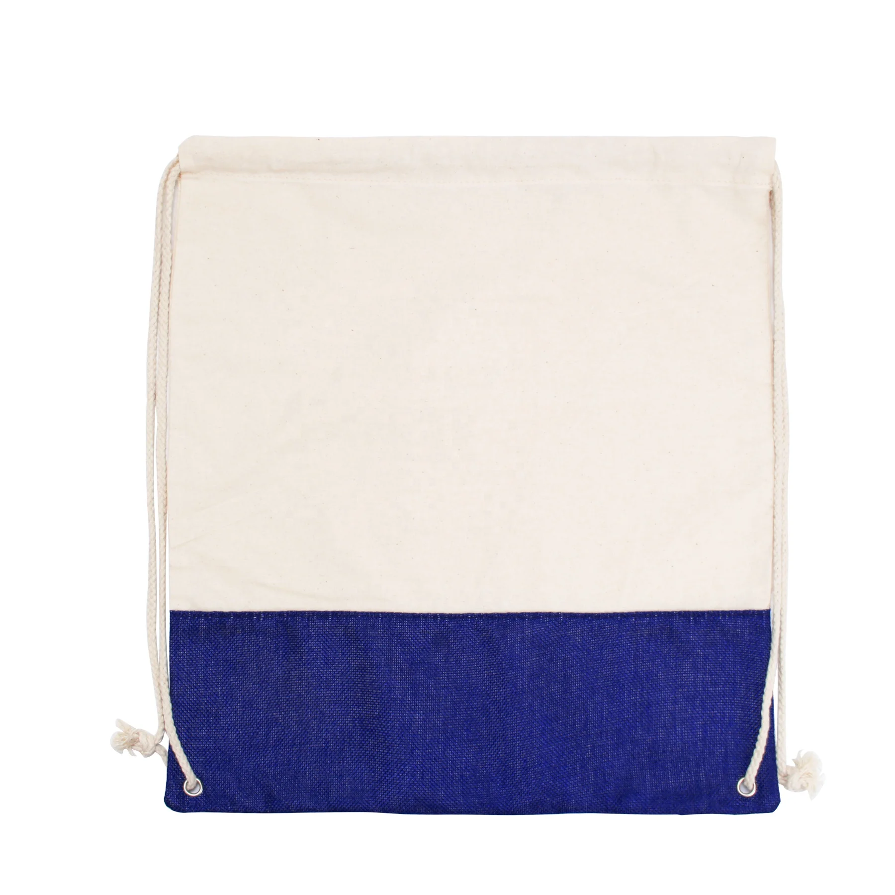 

Custom Logo Cheap Colorful Two-Tone Cotton/ Burlap Backpack Jute Strong Drawstring Bags