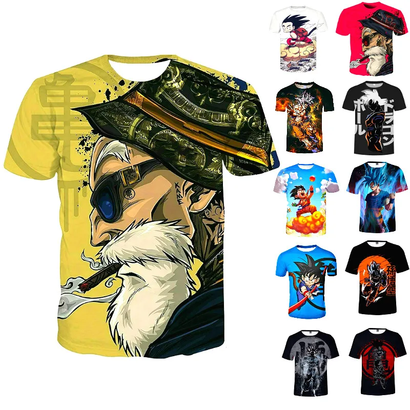 

DragonBall T-shirt Anime Summer 3D Print Cartoon Fashion Mens Womens Boys Goku Vegeta Saiyan Free Shipping Plain T-shirts