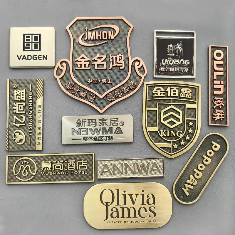 Wholesale Custom Brand Logo Engraved Metal Labels for Furniture logo