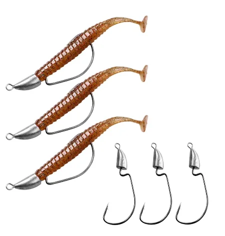 

TY 10pcs 5g 7g 10g 14g Offset Worm Hooks Stainless Steel Bullet Jig Head Fishing Hooks Barbed Weedless Lead Head Fishhook, Sliver