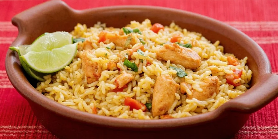 Map showing regional variations of arroz con pollo