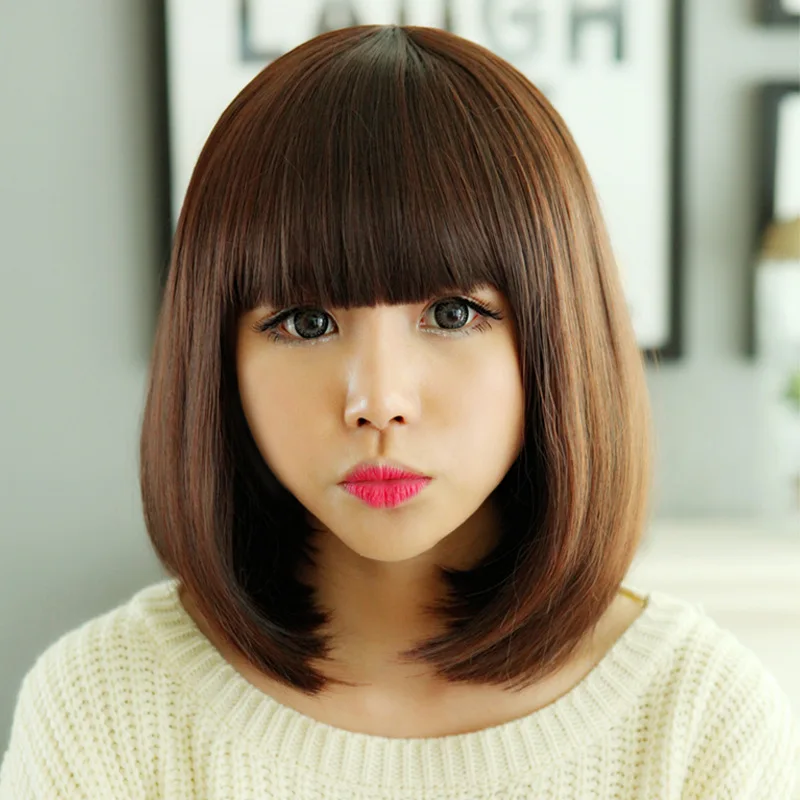 

Drop Shipping Daily Female Bobo Hair Cute Short Straight Hair Synthetic Fiber Headset Hair Wigs