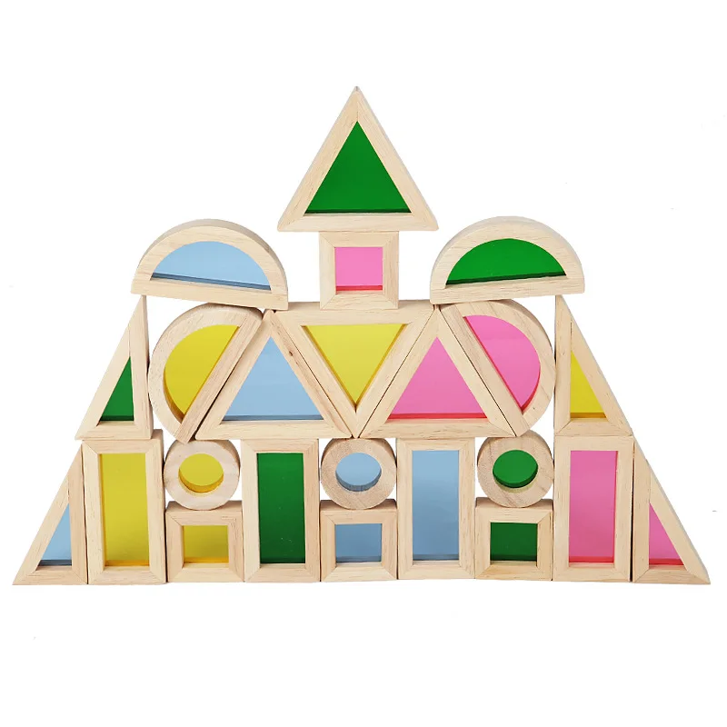 

CL396 Early Educational Toy Wooden Building Blocks Colorful Stacker Toys Children's Acrylic Building Blocks