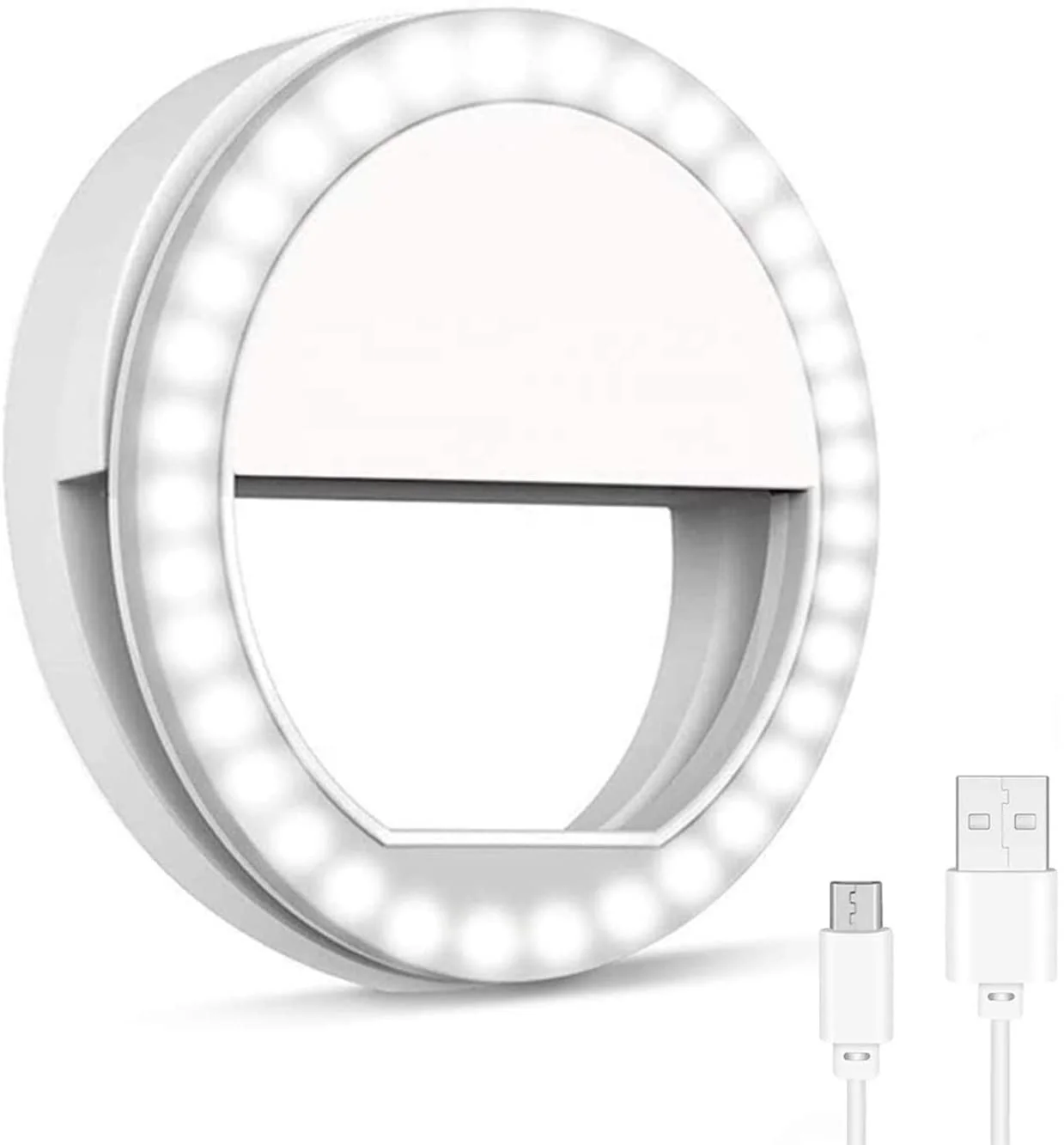 

36 LED 250mAh Rechargeable Phone Selfie Ring Light, 3-Level Brightness Clip On Portable Ring Lamp for Makeup Live Video