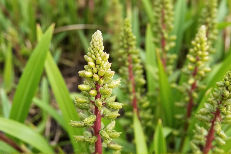 Close-up photograph of water pepper plant showing its distinctive flower spikes, reddish stems, and characteristic leaf pattern in natural wetland habitat