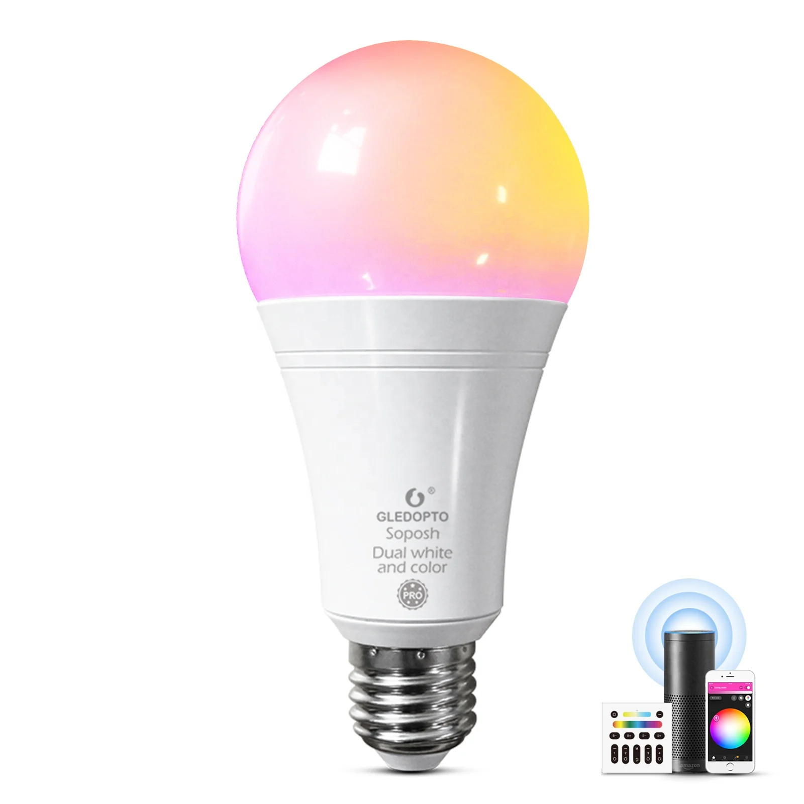 Gledopto ZigBee Smart Bulbs 12W Ultra Bright RGBW LED Globe Light Compatible Google Home Light Bulb Best Smart Light Bulbs Alexa