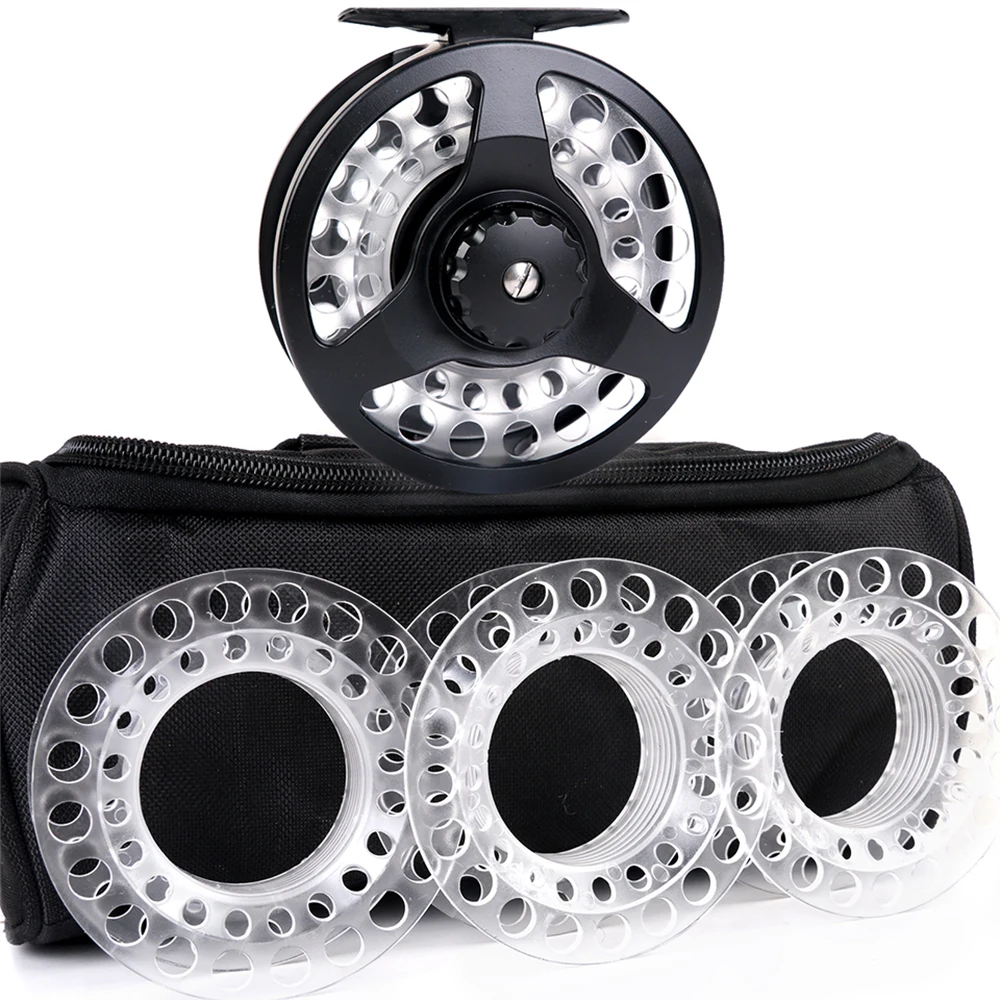 Newbility Fly Reel #5 6 #7 8 Die Casting Aluminum With 3 Extra Plastic Cassette Spools Fly Fishing Reel Pesca Peche