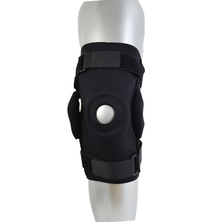 

High quality open patella higed knee support neoprene hinged knee brace, Black