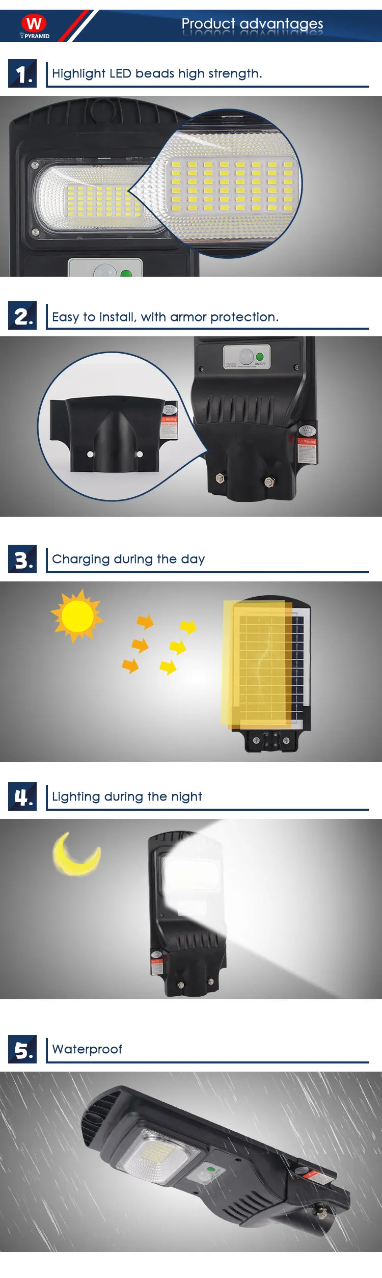 High lumen waterproof IP65 outdoor 50w led solar street light with high quality