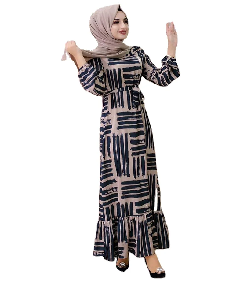 

2021 Islamic Fashion Front Silk Sari Abaya Femme Musulmane Dress For Muslim Women