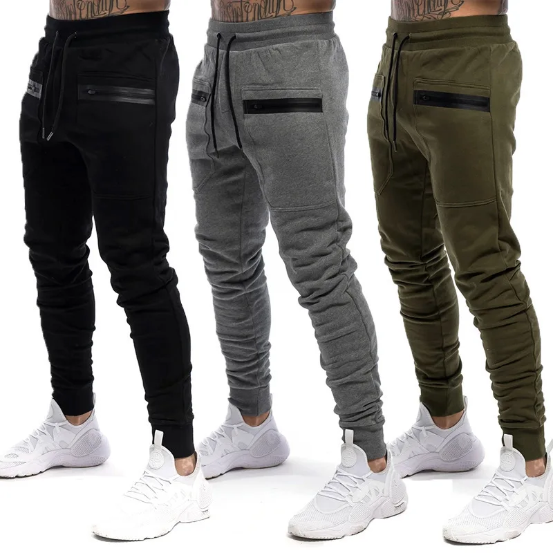 

New Autumn Fashion Men's Fitness Sports Trackpants Casual Trousers Beam Feet Training Pants Wholesale Fitness Pants, Picture color