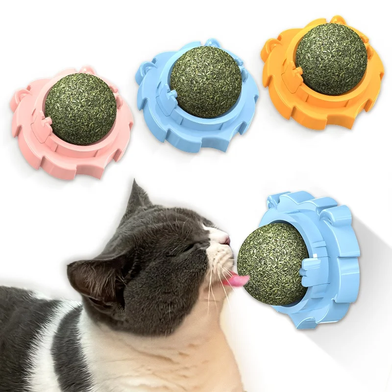

2023 New Design Pet Product Cute Cat Toys For Chew Lick Relax Wall Ball Catnip Toy For Kitten Lion Cat Catnip Ball