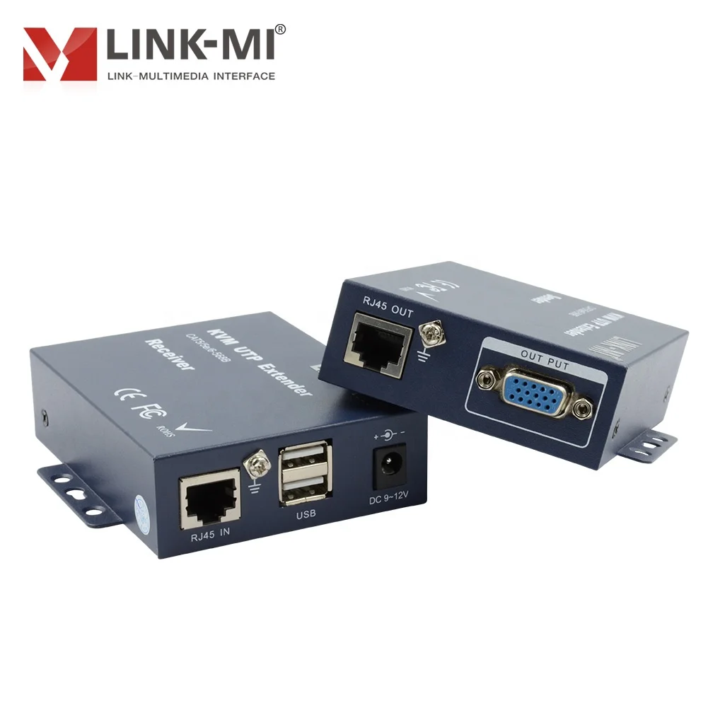 

VGA KVM UTP Extender 100M/328FT over Single CAT5e/6 Cable sender and receiver support USB keyboard and mouse FHD ESD Protection