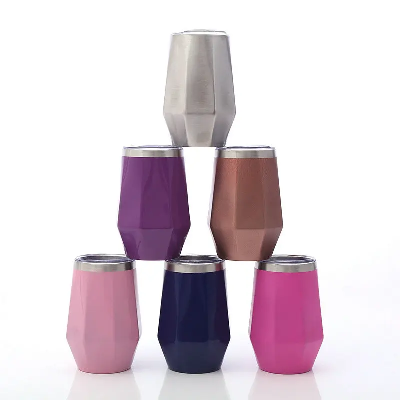 

new special fashipn product 12oz diamond shaped stainless steel double wall water tumbler, custom European American wine cup