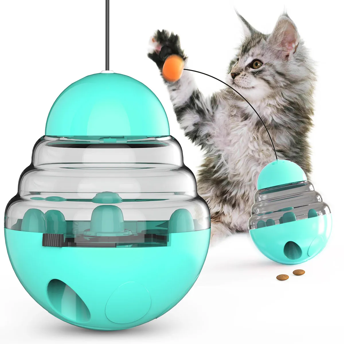 

Amazon Hot Sale Funny Cat Interactive Motion Toy Ball Cat Food Slow Leaking Feeders Tumbler Swing Toys, Picture showed