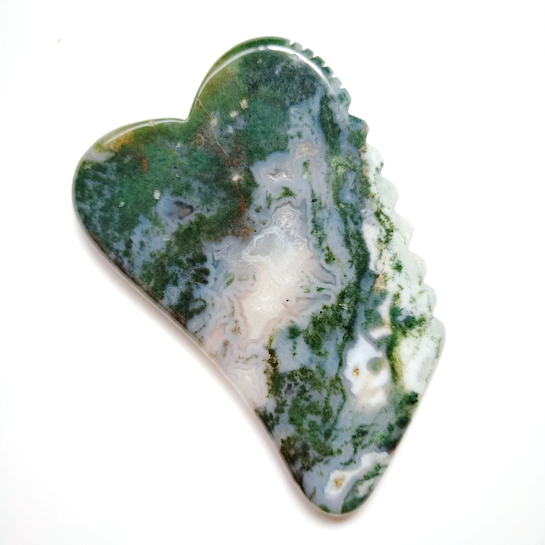 

Private Logo Customized logo Spiky moss agate gua sha board in New shape