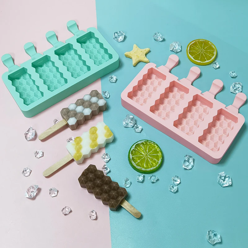 

DUMO Diamond Popsicle Mold DIY 4 Holes Creative Ice Cream Silicone Mold