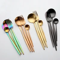 

4Pcs Portugal Flatware Stainless Steel Spoon Gold Silver Plated Pvd Wedding Gift Fork And Cutlery Set