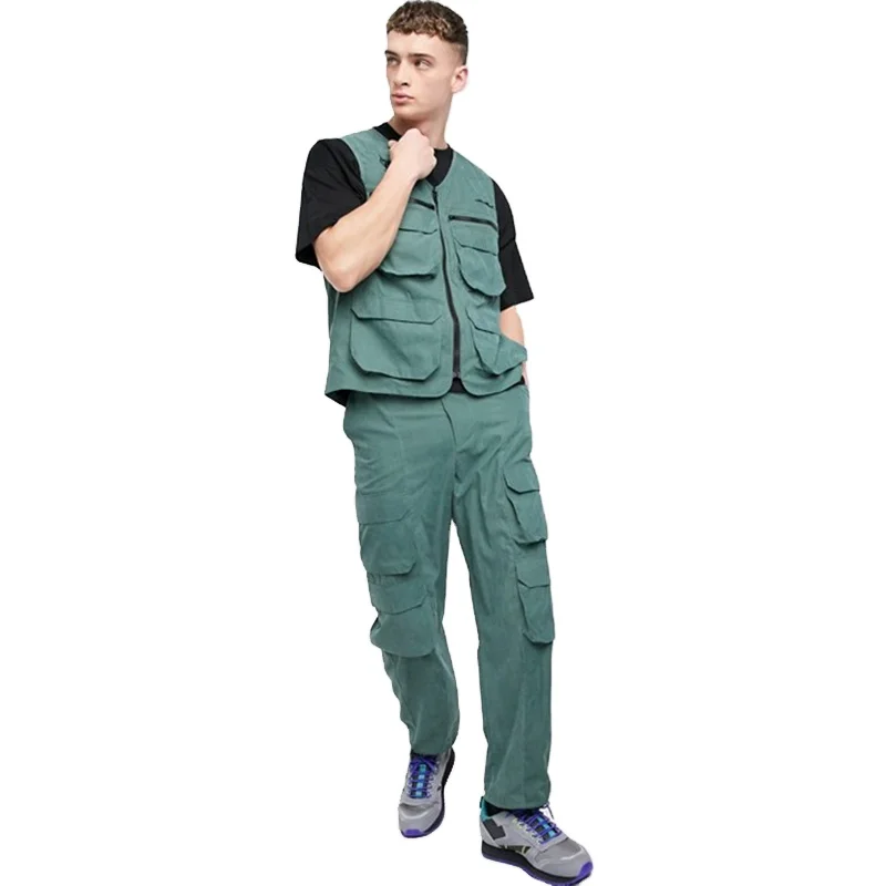 

KY men's vests & waistcoats V-neck Zip fastening Utility-style pockets co-ord mens utility vest