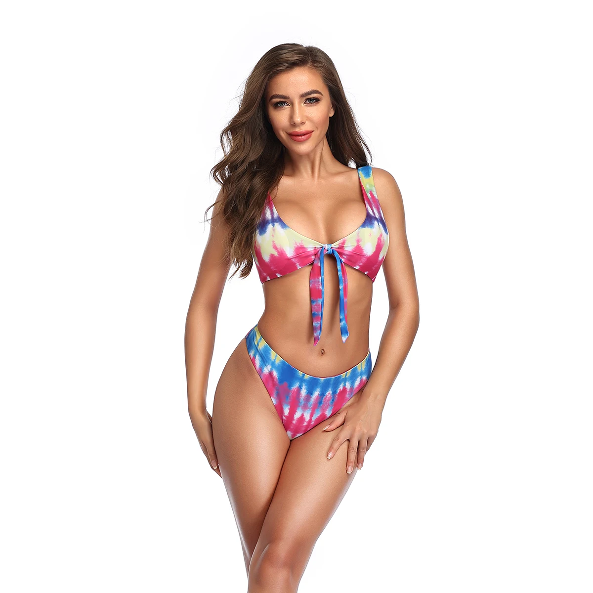 

2020 Tie-dye Snake Sliding Triangle Thong Bikini Sets Women Swimsuit Swimwear 2 Pieces Ladies Bathing Suits Halter Lace Up, Picture