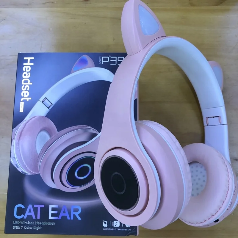 

New arrival kid headset cat ear headphone cute headphone for girls christmas gift for kids, Accept customise