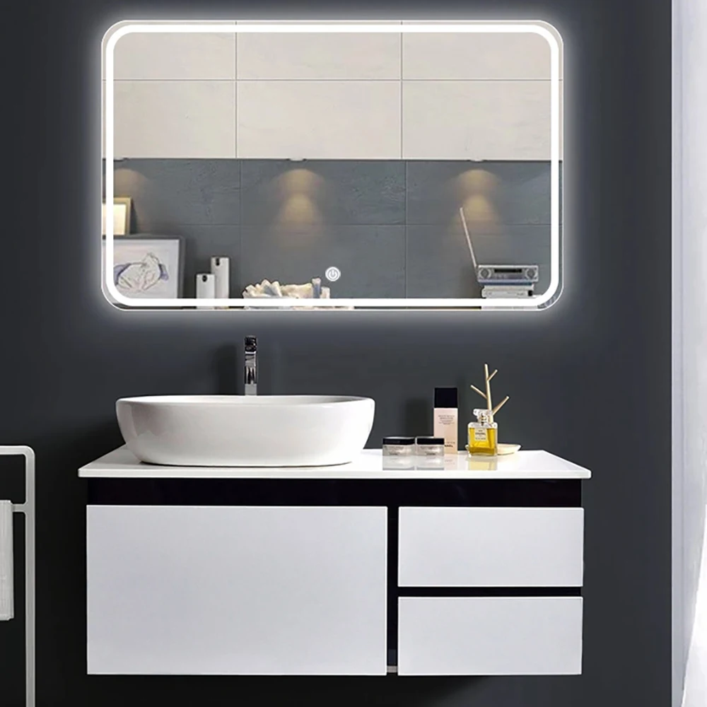 LED Light Mirror Wall Hanging Vertical Touch Sensor Switch Bathroom