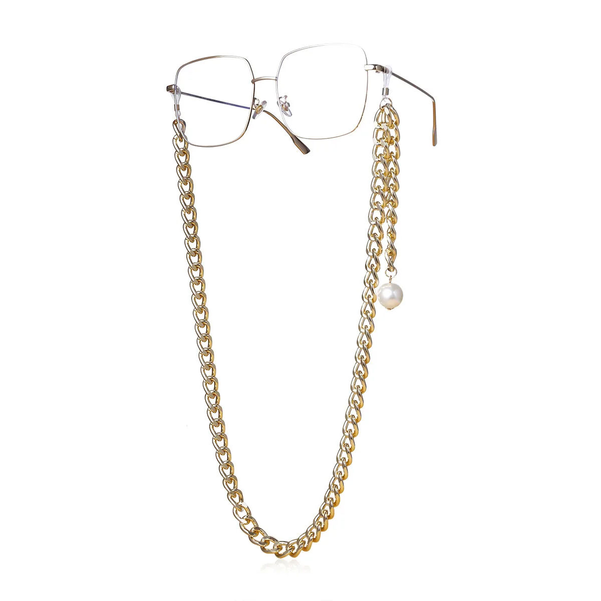 

Glasses Accessories Newest Sunglass Thick Chain w/ Pearl Silver & Gold Plated Unisex Hip Hop Jewelry Beaded Chain for Sunglasses, Gold & silver