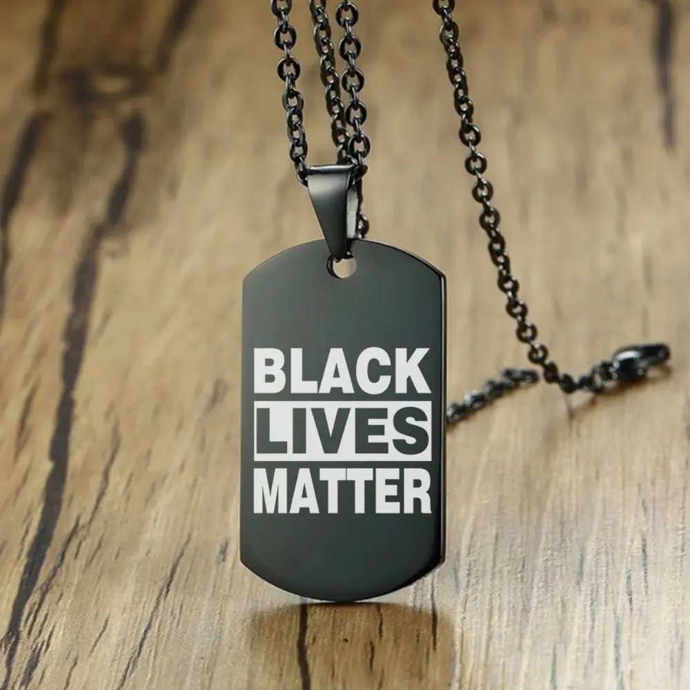 

Factory Direct Sale Stainless Steel Necklace Black Protest Military Brand Letter Necklace BLACK LIVES MATTER Pendant Necklace