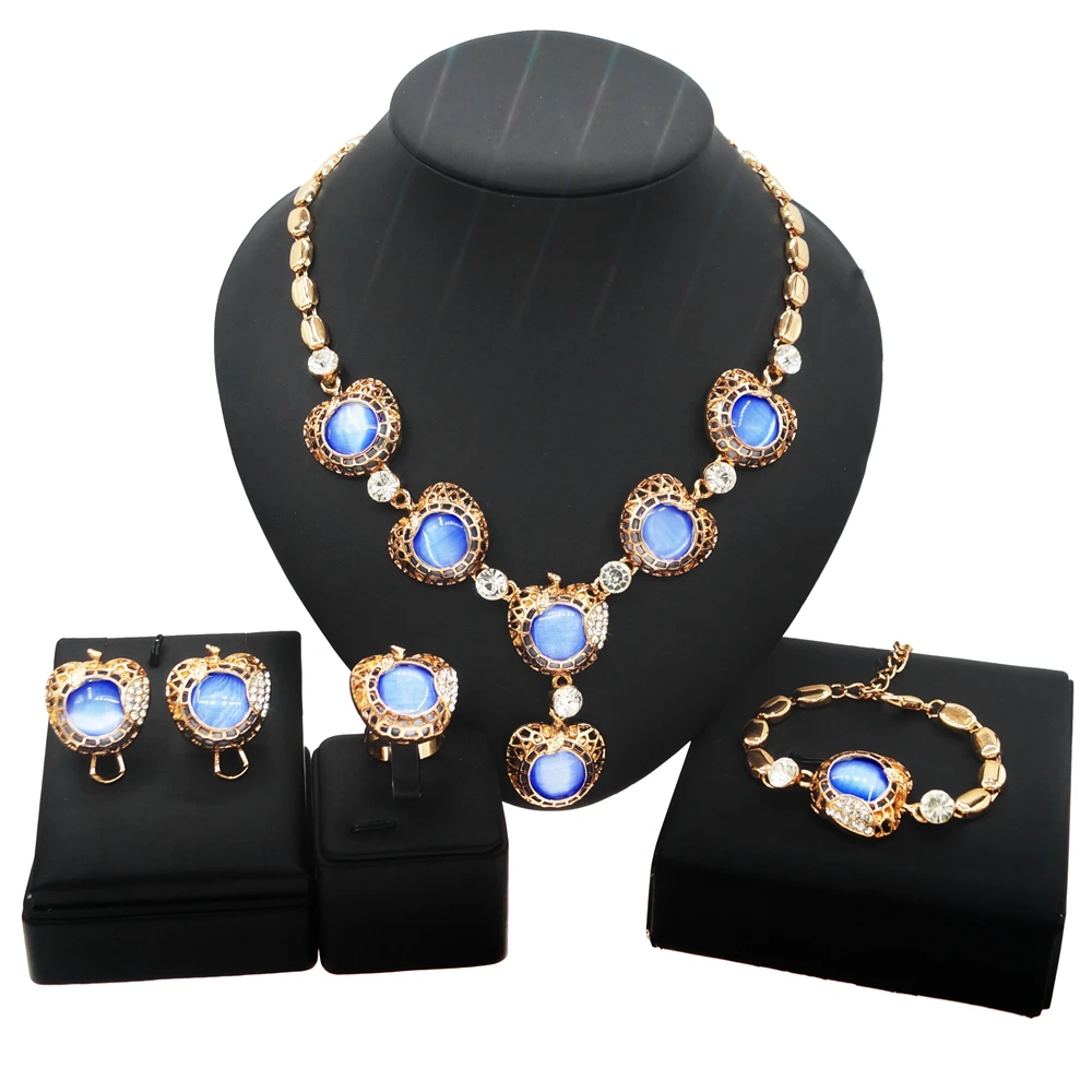 

Yulaili The Latest Blue Opal Jewelry Set And Romantic Austrian Woman High-Quality Fashion Style Design Jewelry Sets Accessories