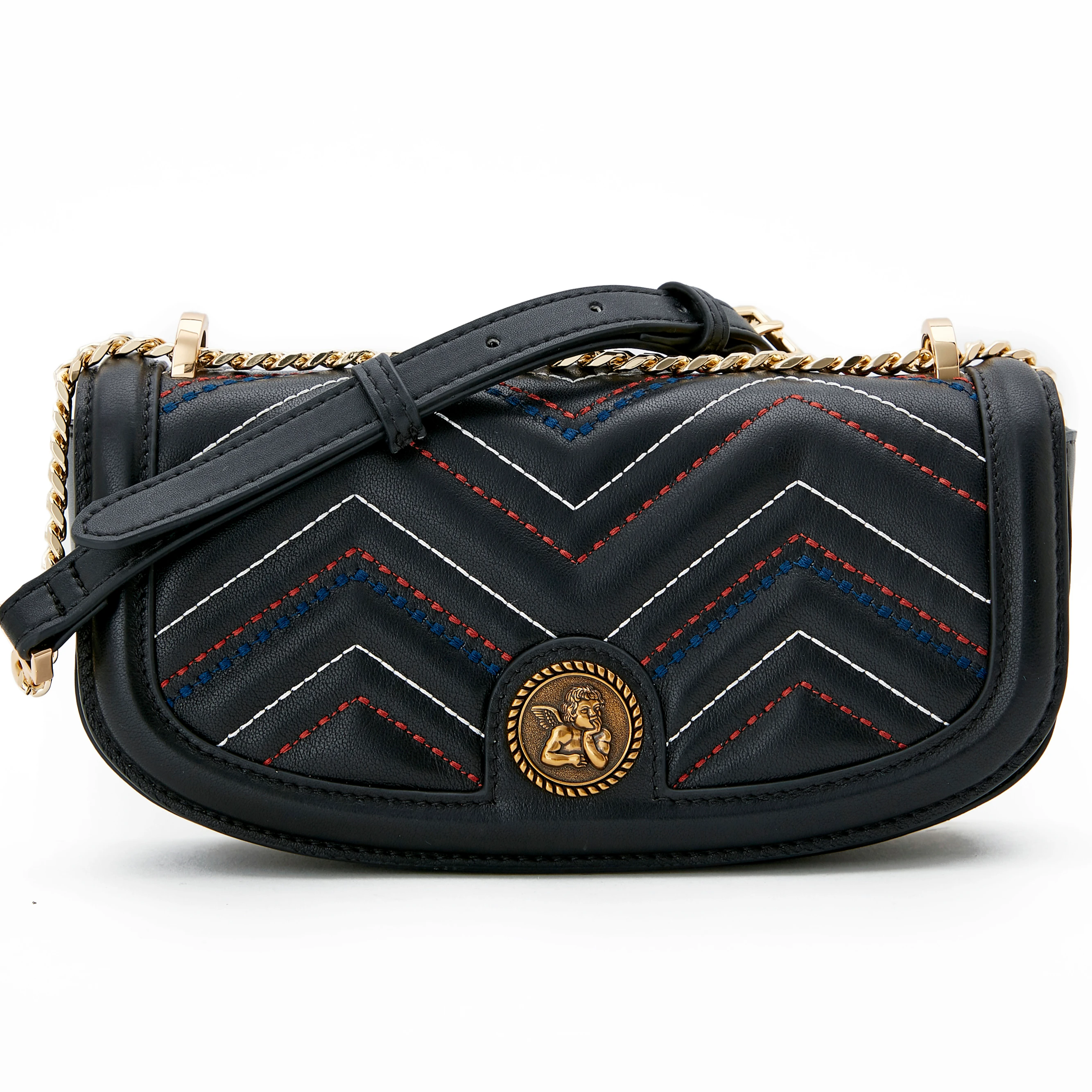 

new style fashion luxury trend diamond lattice handbags retro angel embossed shoulder women bag messenger bags, Black