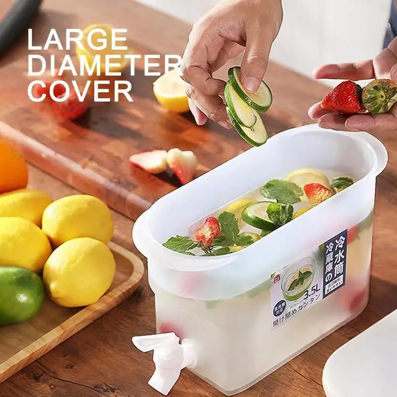 

Hot sell Household refrigerator cold kettle with faucet large capacity lemon fruit teapot summer ice bucket, Transparent